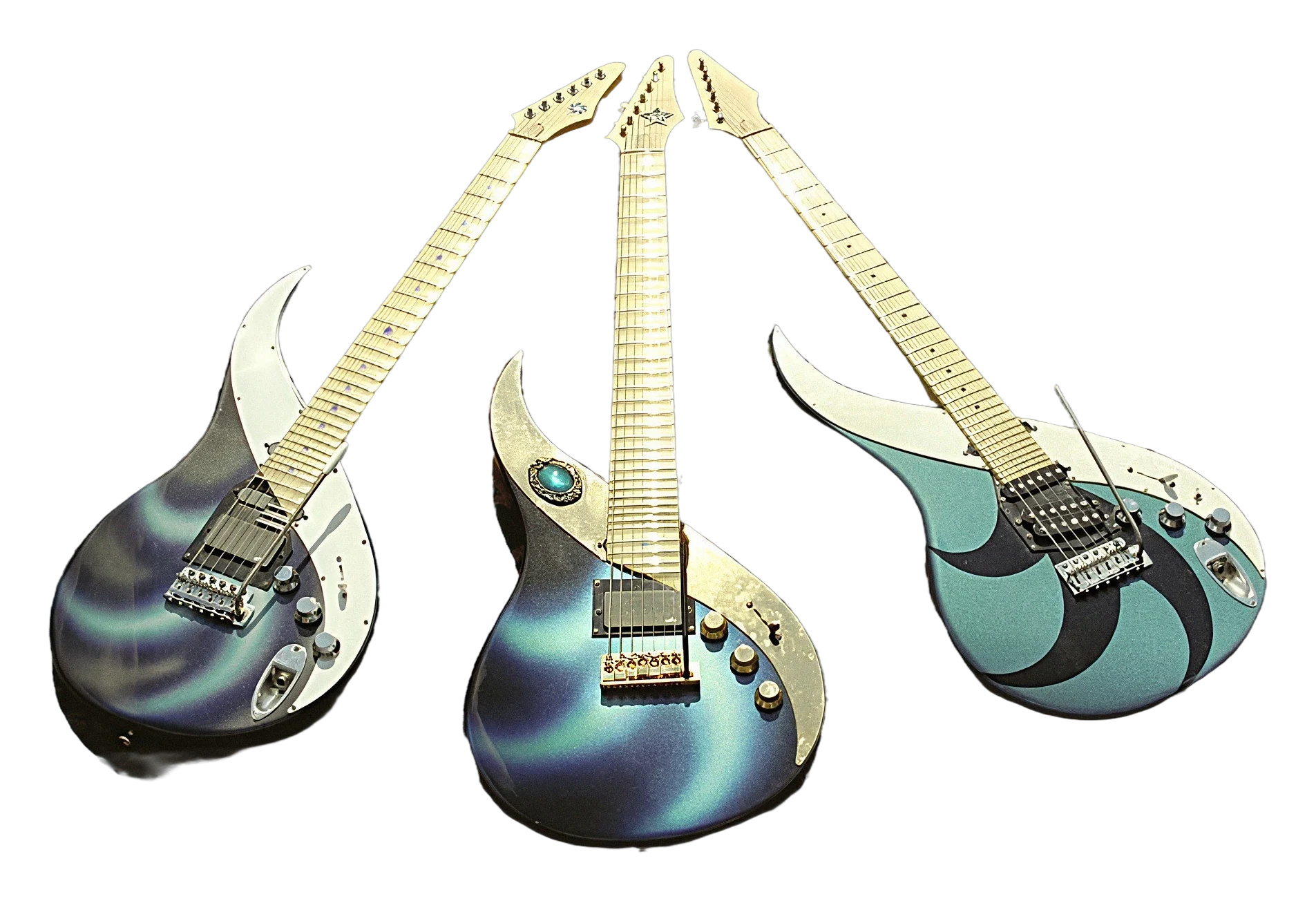 Dolphin Sky, Sky Guitar de Uli Jon Roth, recortada sobre fondo oscuro